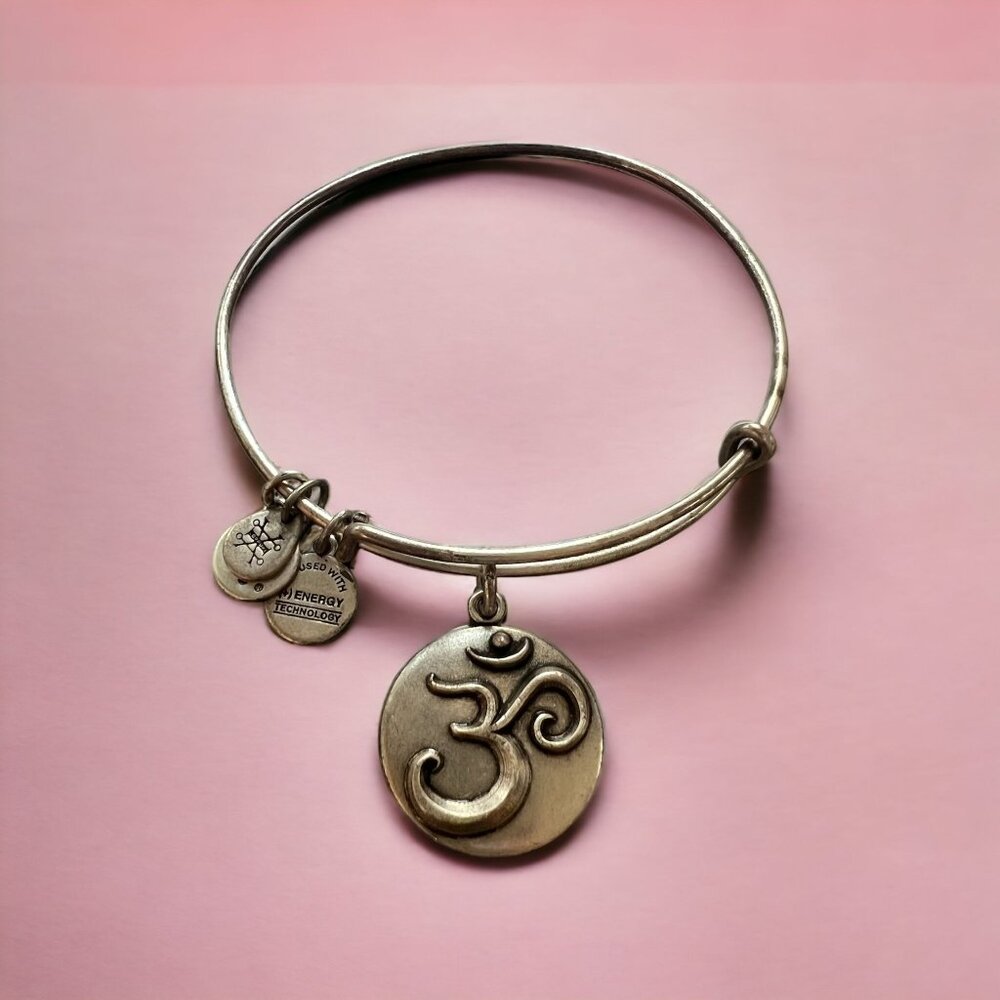 Alex and Ani Om Meditation Bracelet Silver Tone Adjustable